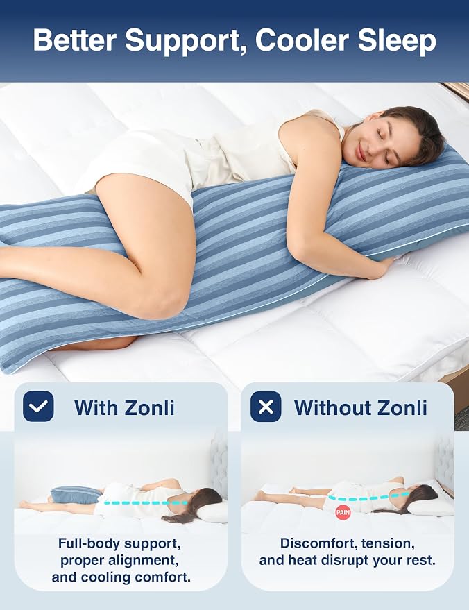 ZonLi Cooling Body Pillow for Adults, Breathable Cooling Fabric - Image 5