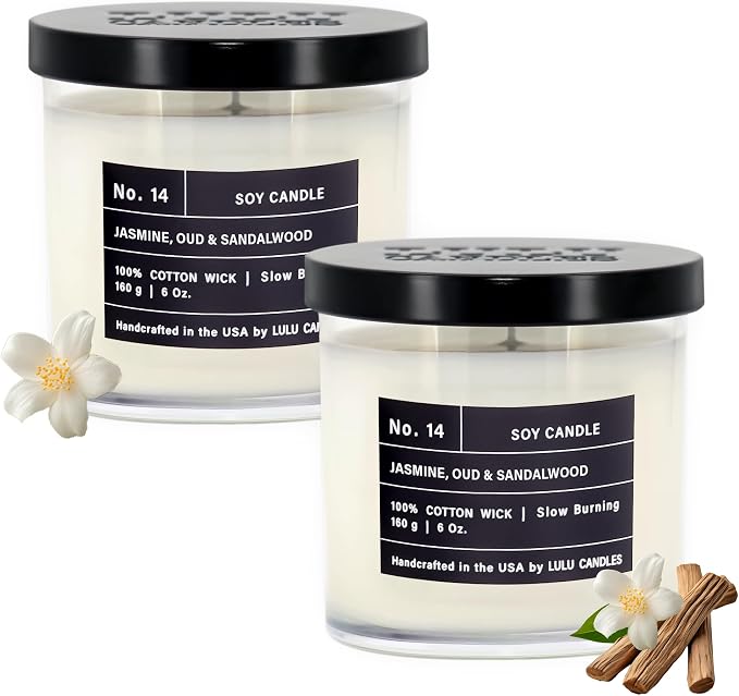 Lulu Candles | Jasmine, Oud & Sandalwood |Luxury Scented Soy Jar Candle | Hand - Image 4