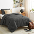 CozyLux Twin Comforter Set Dark Grey, 2 Pieces Twin Extra Long Solid Breathable by CozyLux