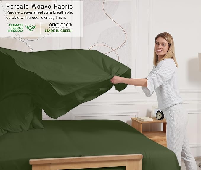 RUVANTI 100% Cotton Sheets – Twin XL Size Percale Bedding, Cooling & Breathable - Image 3