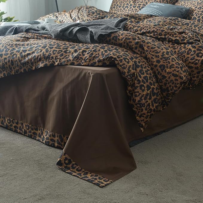 mixinni Leopard Print Duvet Cover King Size Long Staple Cotton Bedding Set - Image 6