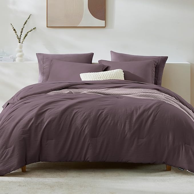 WRENSONGE Oversize King Size Comforter Set- 7 Pieces Artic Plum Bed in a Bag by WRENSONGE