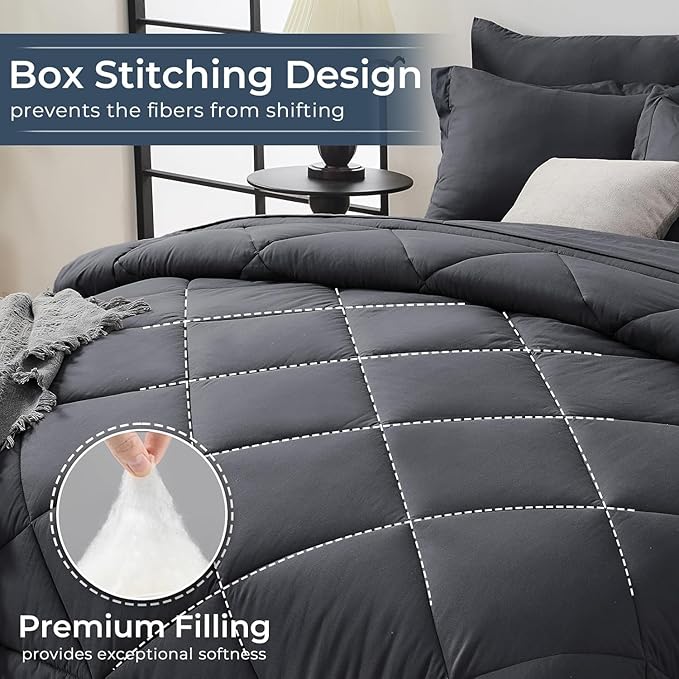 HEVUMYI Oversized Queen Comforter Set Dark Grey - Image 4