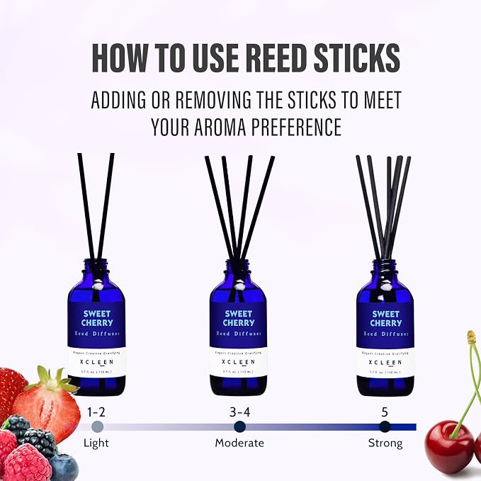 Xcleen Reed Diffuser Set, Sweet Cherry Oil Diffusers - Image 3