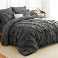 HIMEET Pintuck Bed in a Bag, 5 Pieces Twin XL Comforter Set Dark Grey, Extra by Unknown