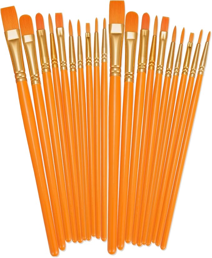 BOSOBO Paint Brushes Set, 2 Pack 20 Pcs Round Pointed Tip Paintbrushes Nylon by ArtistPaintBrushesSet