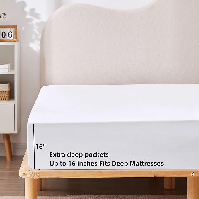 HBHLFZ Twin Fitted Sheet Only, Soft Breathable Bottom Sheet - Image 3