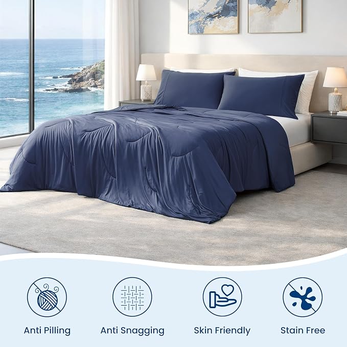 Cozy Bliss Cooling Comforter Queen Size, Reversible Lightweight Cooling Blankets - Image 6
