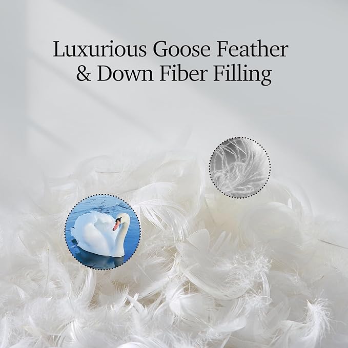 Hotel Grand White Goose Feather Down Fiber Comforter Twin Size, 100% Cotton - Image 2