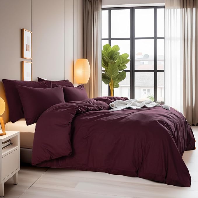 NEXHOME PRO Duvet Cover Set 100% Washed Cotton Oversized Queen 98"x98" - Image 2