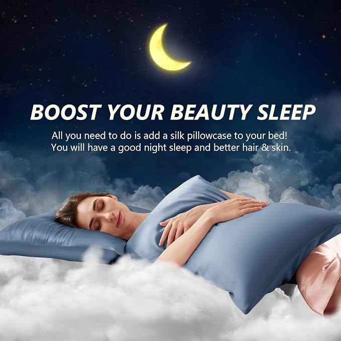 Silk Pillow Cases 2 Pack King Size Mulberry Silk Pillowcase Set of 2 - Image 3