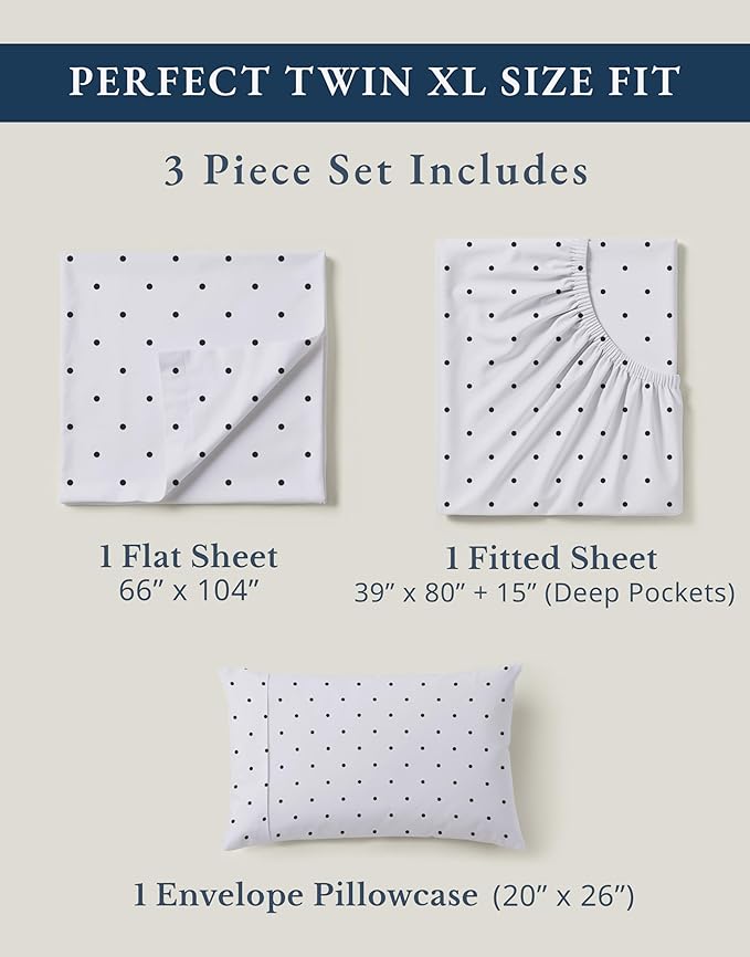 LANE LINEN 100% Organic Cotton Twin XL Sheets Set 3-Piece Pure Percale - Image 4