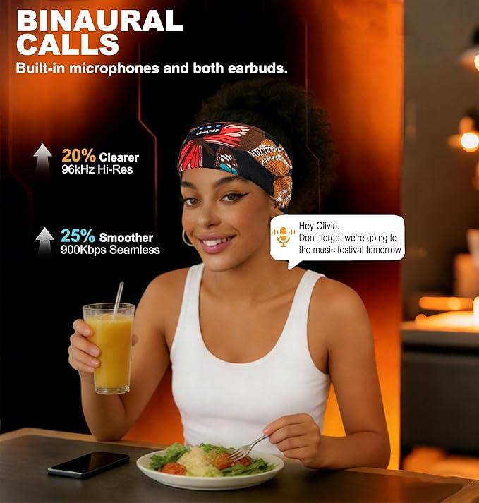 LC-dolida Sleep Headphones Headband Bluetooth 5.4, Sports Headband Earphones - Image 5