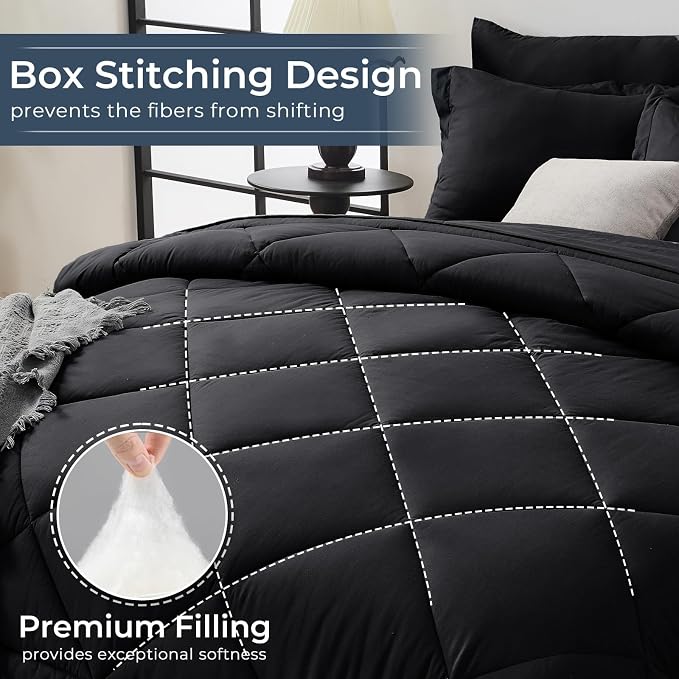 HEVUMYI Black Twin Comforter Set - Image 4