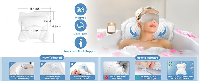 Bath Pillow, Luxury Bathtub Pillows - Image 3