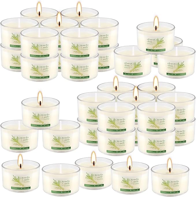 40-Pack Citronella Scented Tealight Candles -Outdoor Candles Natural Soy Wax - Image 2