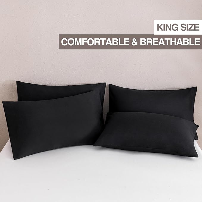MINIPANDA Black King Size Pillow Cases Set of 4 - Image 2