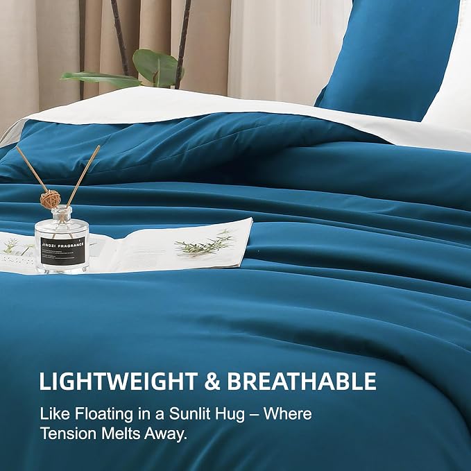 Litanika Teal Comforter Queen Size, 3 Pieces Turquoise Lightweight Solid - Image 6