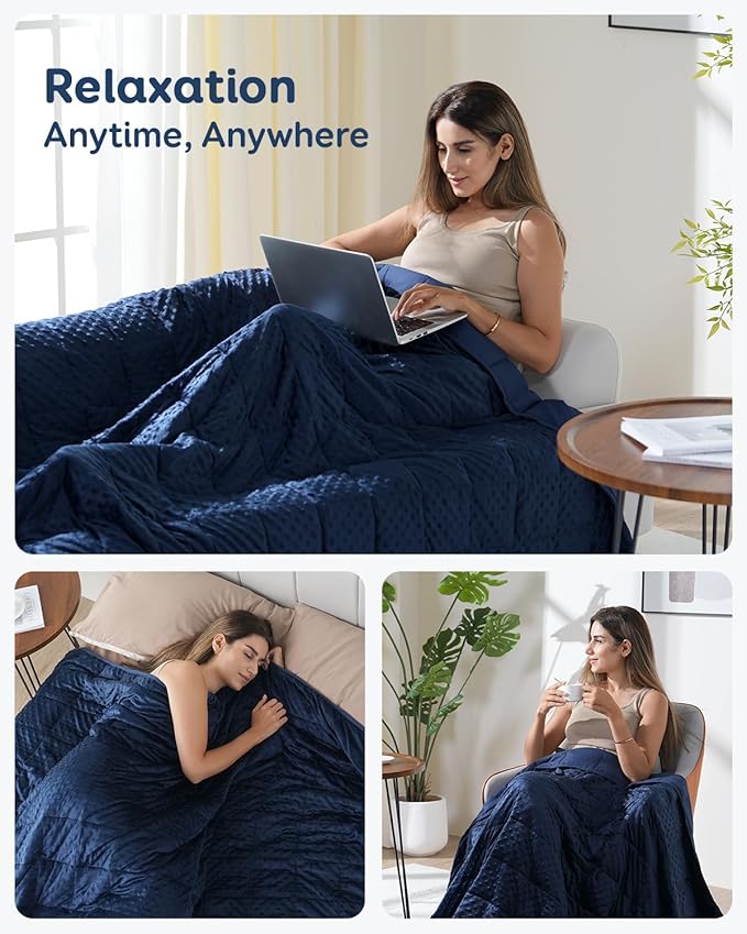 Kivik Weighted Blanket 12 lbs for Adults, Minky Dot Heavy Blankets, Microfiber - Image 5