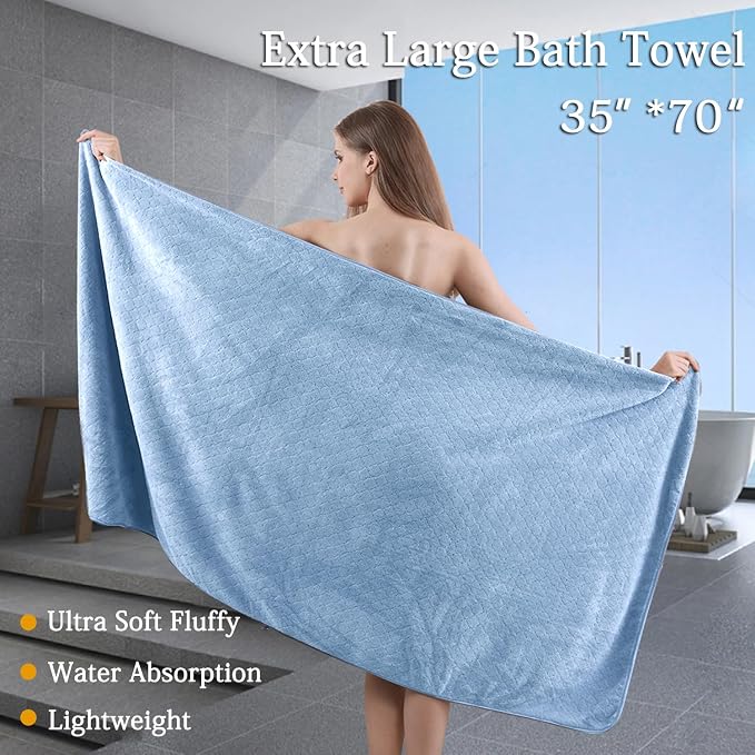 8-Piece Blue Bath Towels Set, 2 Oversized Large Bath Towels Sheet, 2 Hand - Image 2