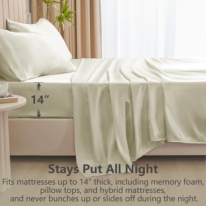 CozyLux Satin Sheets Queen Size Bed Set - Image 4