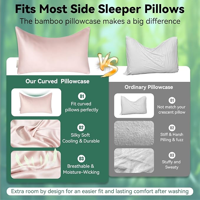 Cooling Curved Pillowcase for Side Sleeper Pillow - Image 2