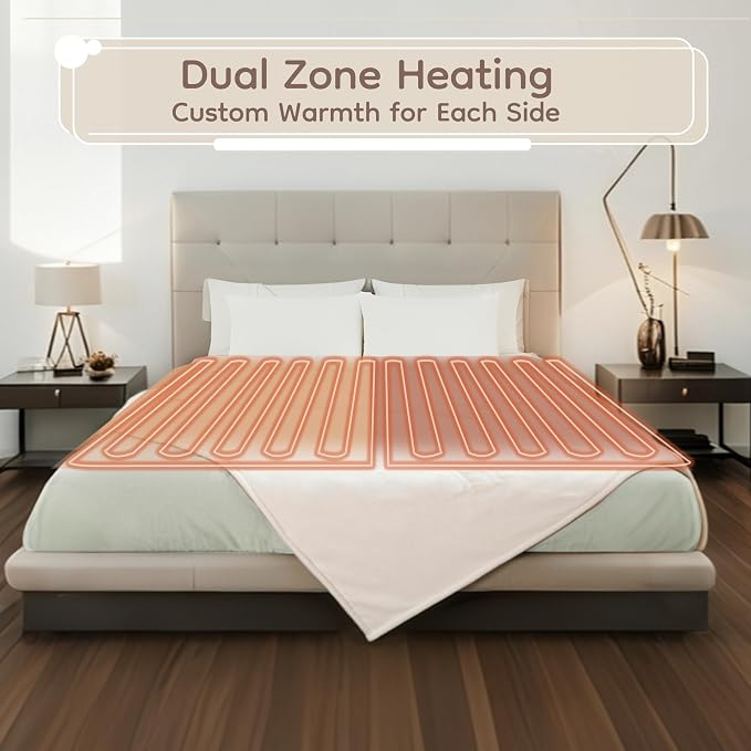 LaffyLo Electric Heated Blanket Queen Size 84 x 90, Dual Control, Fast Heating - Image 7