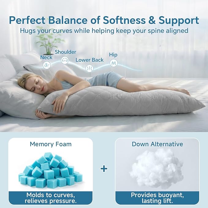 BEDELITE Cooling Body Pillow for Adults, Creative Ultra Soft Cool-Touch Quilted - Image 4