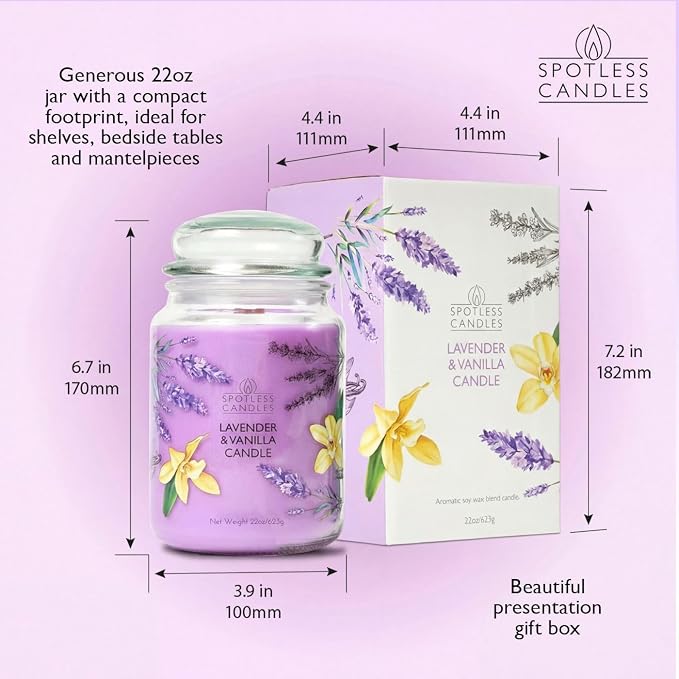 Spotless Leopard Vanilla & Lavender Candle 22oz Glass Jar - Image 3