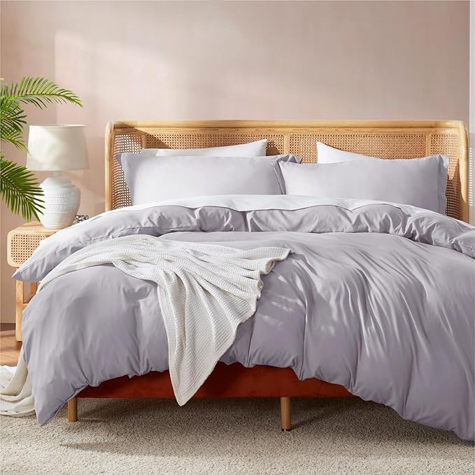 Nestl Grey Lavender Duvet Cover Queen Size by Nestl