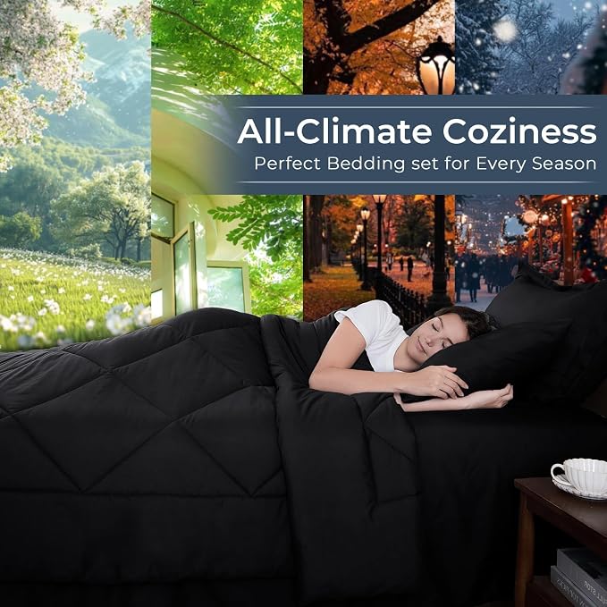 HEVUMYI Black Twin Comforter Set - Image 2