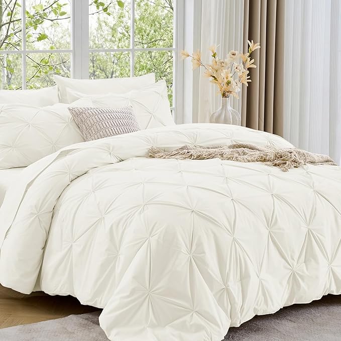 Sasttie Twin Comforter Set, 5-Piece Bed in a Bag, Pintuck Bedding Sets by SASTTIE