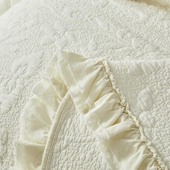Brandream Luxury Cotton Quilt Set King Size Heirloom Quality Ruffled Edge - Image 7