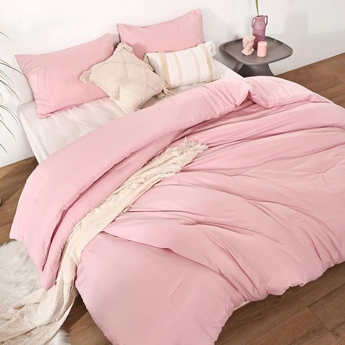 ROSGONIA Pink California King Comforter Set - Image 4
