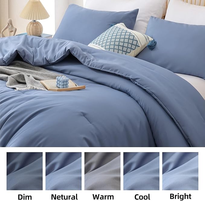 ROSGONIA California King Comforter Set Slate Blue - Image 8