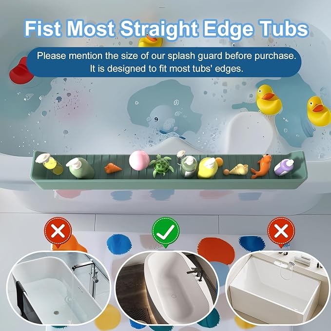 Splash Guard for Bathtub, Silicone Bathtub Water Guard for Tub Kids, Bath Tub - Image 7