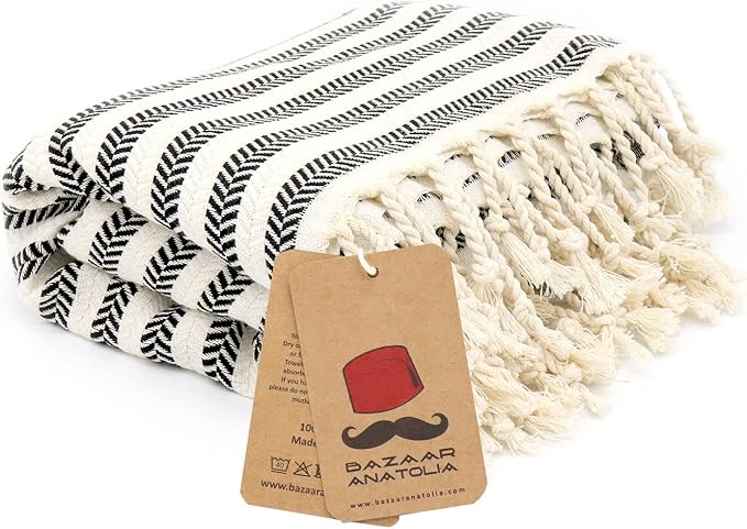 Bazaar Anatolia Turkish Beach Towel – 100% Cotton, Quick Dry, Sand Free Boho - Image 8