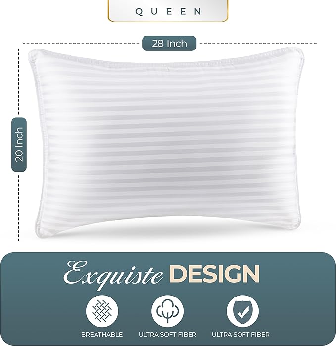 Utopia Bedding Bed Pillows for Sleeping Queen Size, Down Alternative Pillow for - Image 2