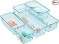 WOWBOX 6 Pack Clear Drawer Organizer Set, Acrylic Drawer Storage Trays by WOWBOX