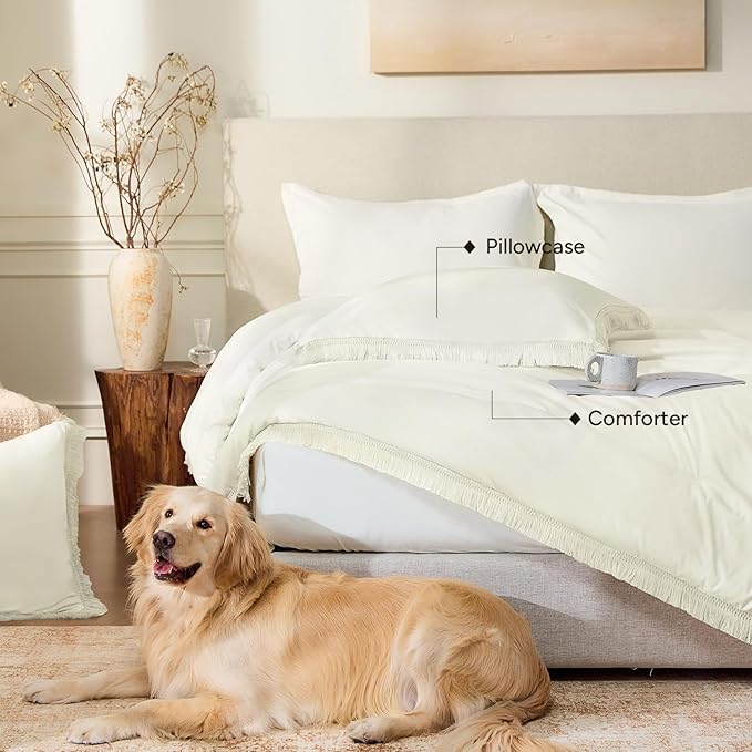 Andency California King Comforter Set Ivory - Image 5