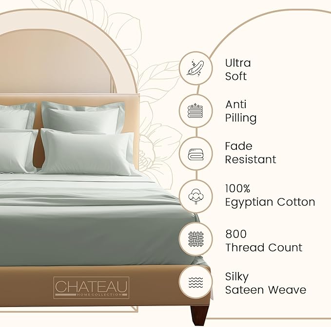 800TC 100% Egyptian Cotton Sateen Weave 3PC Twin XL Size Sheets Set, XL Twin - Image 3