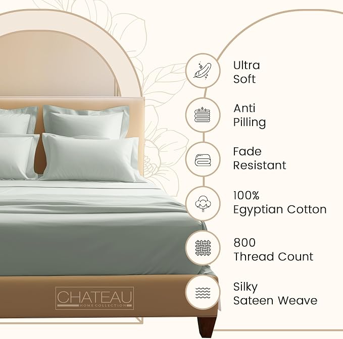 King Bed Sheets Deep Pocket King Sheet Set, 800 Thread Count Sateen Weave Long - Image 7
