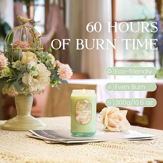 M&SENSE Basil Mint Candles for Home Scented, 10.6 Oz Soy Wax Candles Non Toxic - Image 3