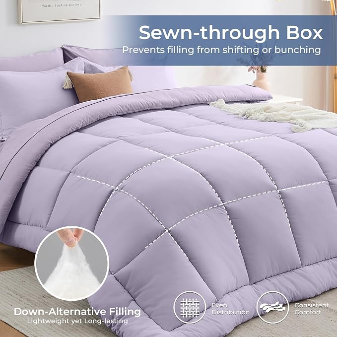 Sasttie King Size Comforter Set, 7 Pieces Bed in a Bag King, Complete Bedding - Image 3