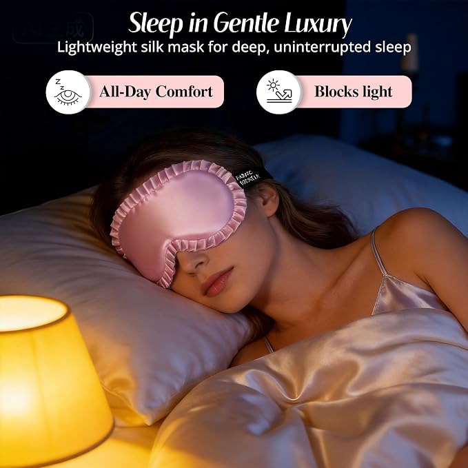 Silk Sleep Mask for Women: 100% Mulberry Silk Eye Mask, Soft Wavy Edge Eye - Image 6