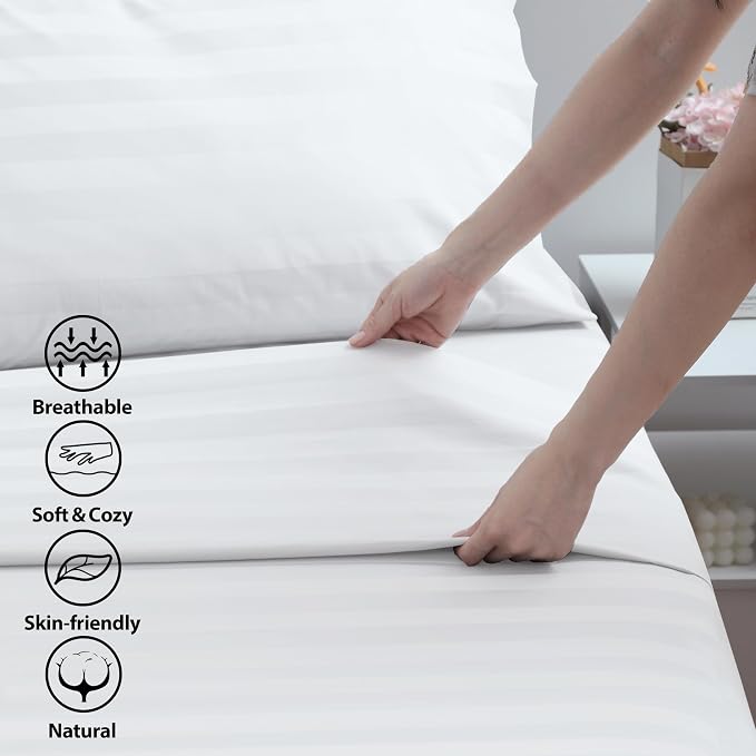 Cotton Queen Sheet Only, 600 Thread Count 100% Egyptian Cotton Top Sheet 1Pcs - Image 3