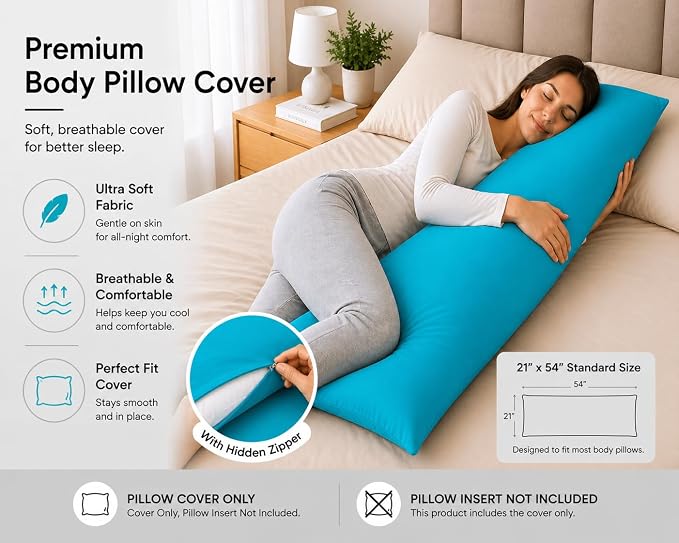 EVOLIVE Ultra Soft Body Pillow Cover 21"x54", Cozy Microfiber Pillowcase - Image 3