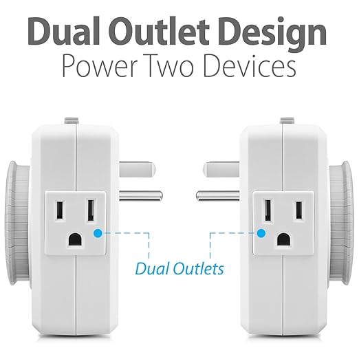 Fosmon Outlet Timers for Electrical Outlets, 24-Hour Dual Plug in Light Timers - Image 4