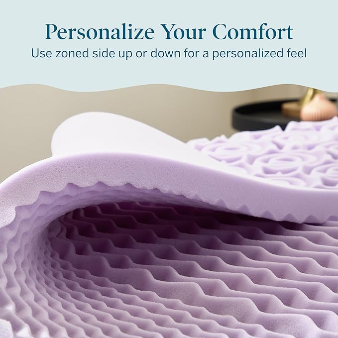 LUCID Lavender Infused 2 Inch Memory Foam Mattress Topper - Image 5