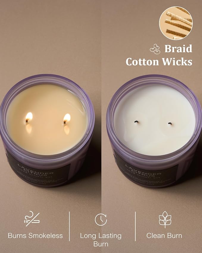 M&SENSE Lavender Citrus Home Scented Candles, 11.6oz Natural Soy Wax, 70 Hours - Image 5